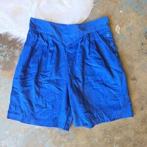 Vintage 80's High Rise Corduroy Shorts Size M 13 Blue NWT Deadstock Academia